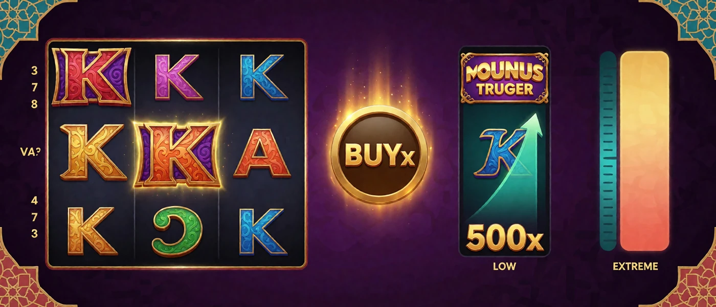 Vergleich von Walzenmechanik, Bonus-Buy-Ausl&ouml;ser, Multiplikator und Volatilit&auml;tsskala bei modernen Slot-Features