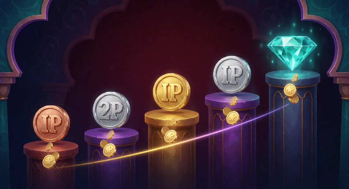 F&uuml;nf Alawin-VIP-Stufen mit Loyalty Coins von Bronze bis Diamant